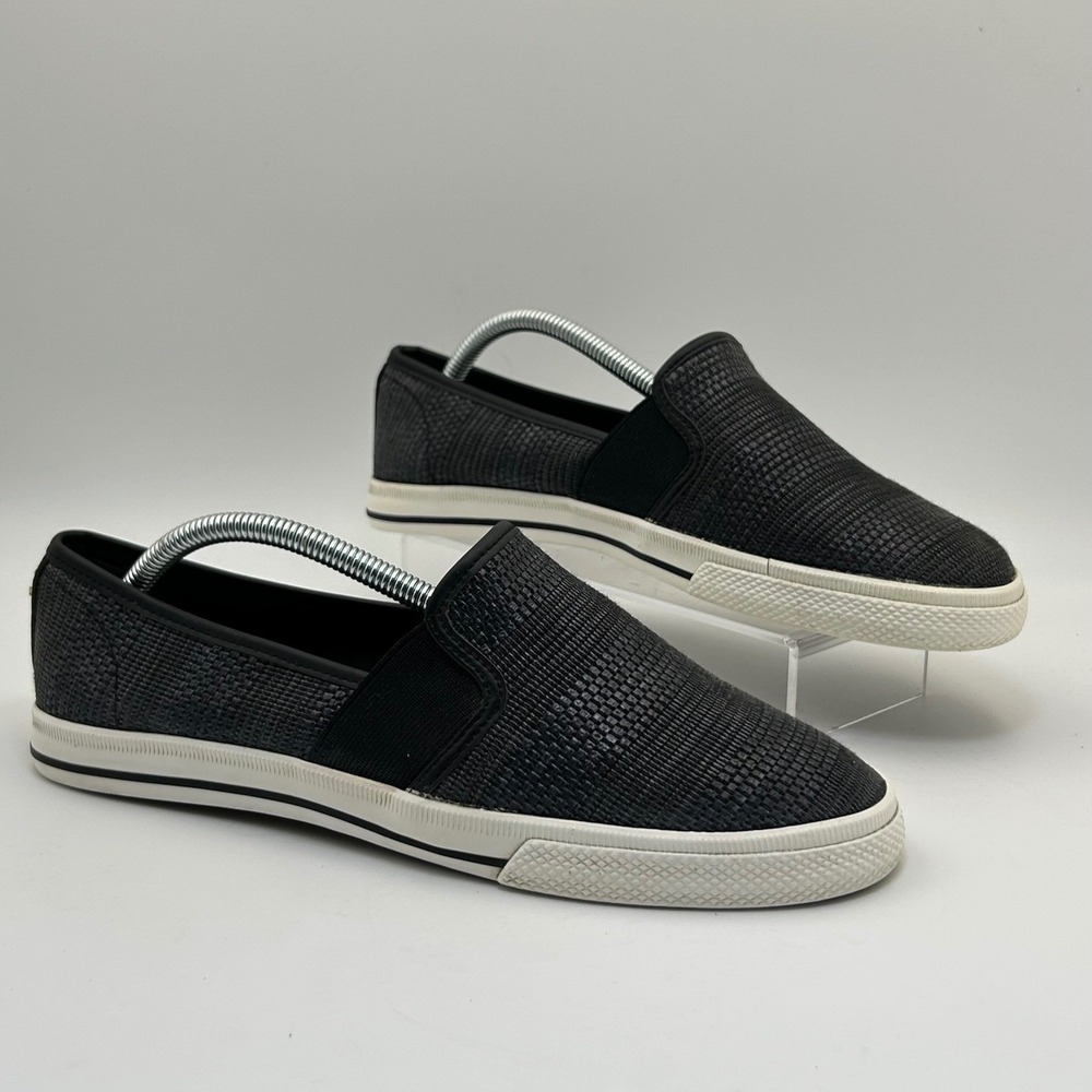 Lauren Ralph Lauren Jinny Slip On Women 9 Black Woven Sneaker Preppy Coastal